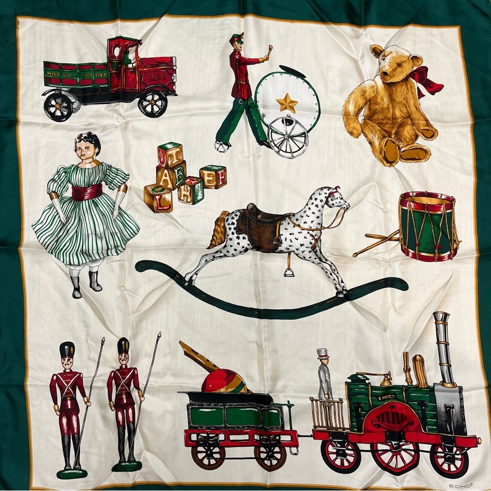 Vintage ECHO Antique Christmas Toys Scarf